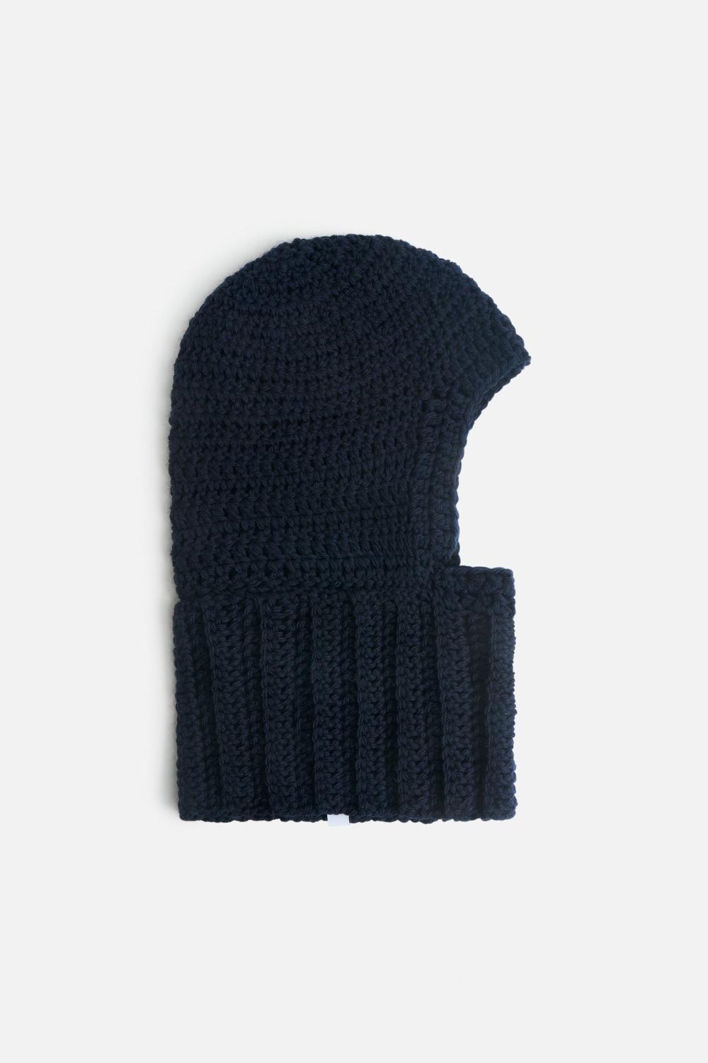 District Vision Hand Crochet Balaclava Navy-Green Peace Sign