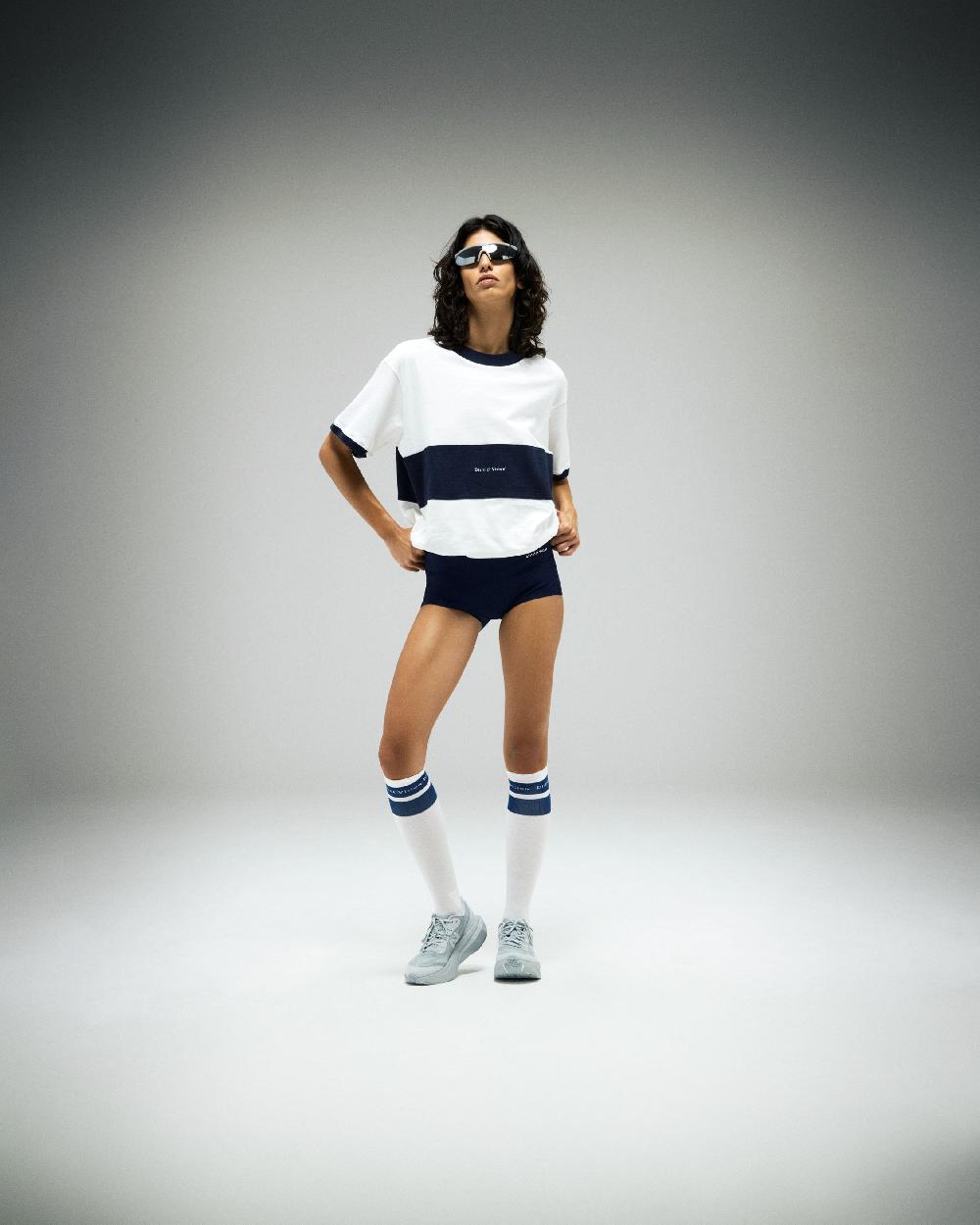 District Vision Japan Cotton Ringer Tee Vintage White-Navy