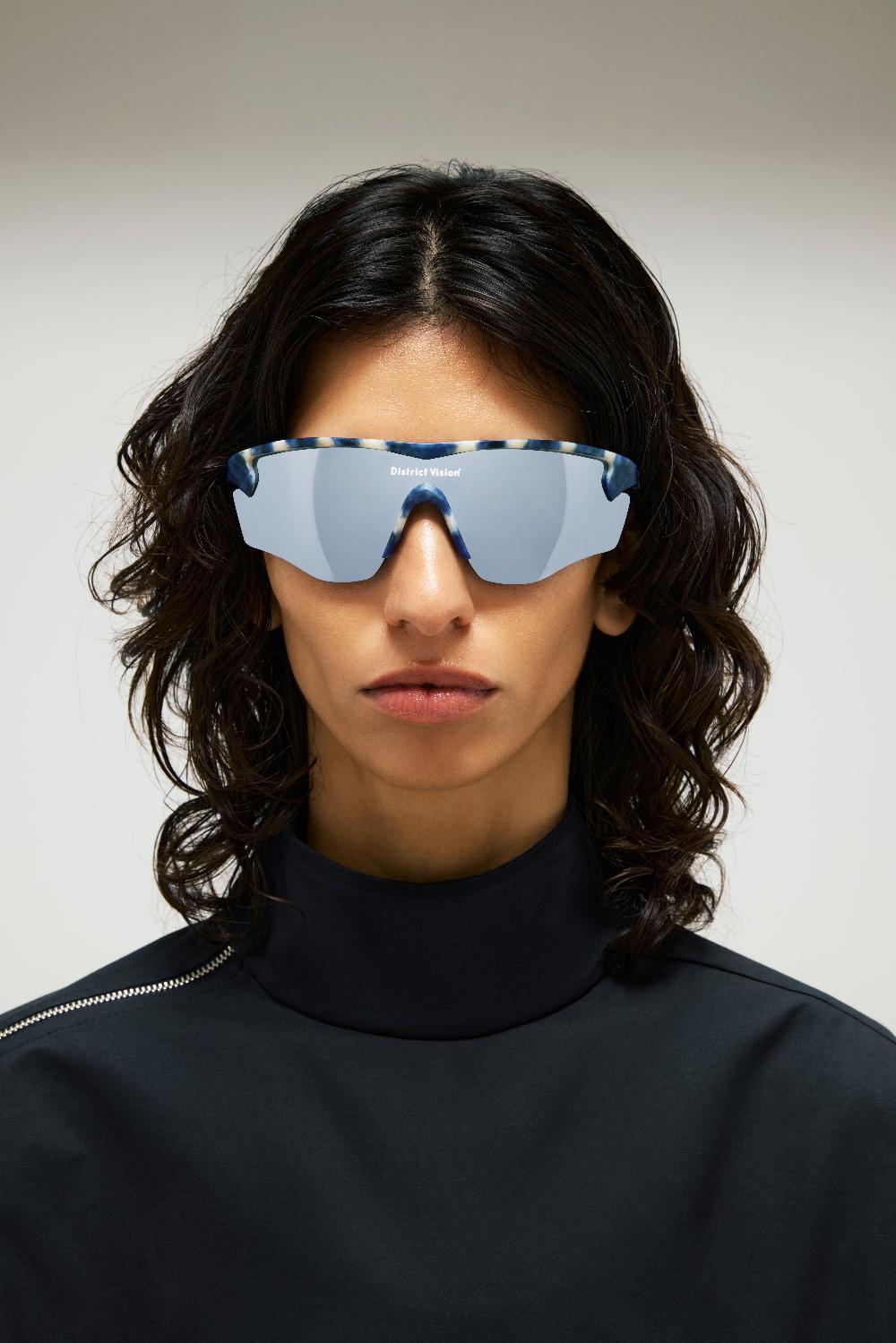 District Vision Junya Racer Navy Mosaic D+ Silver Flash Mirror