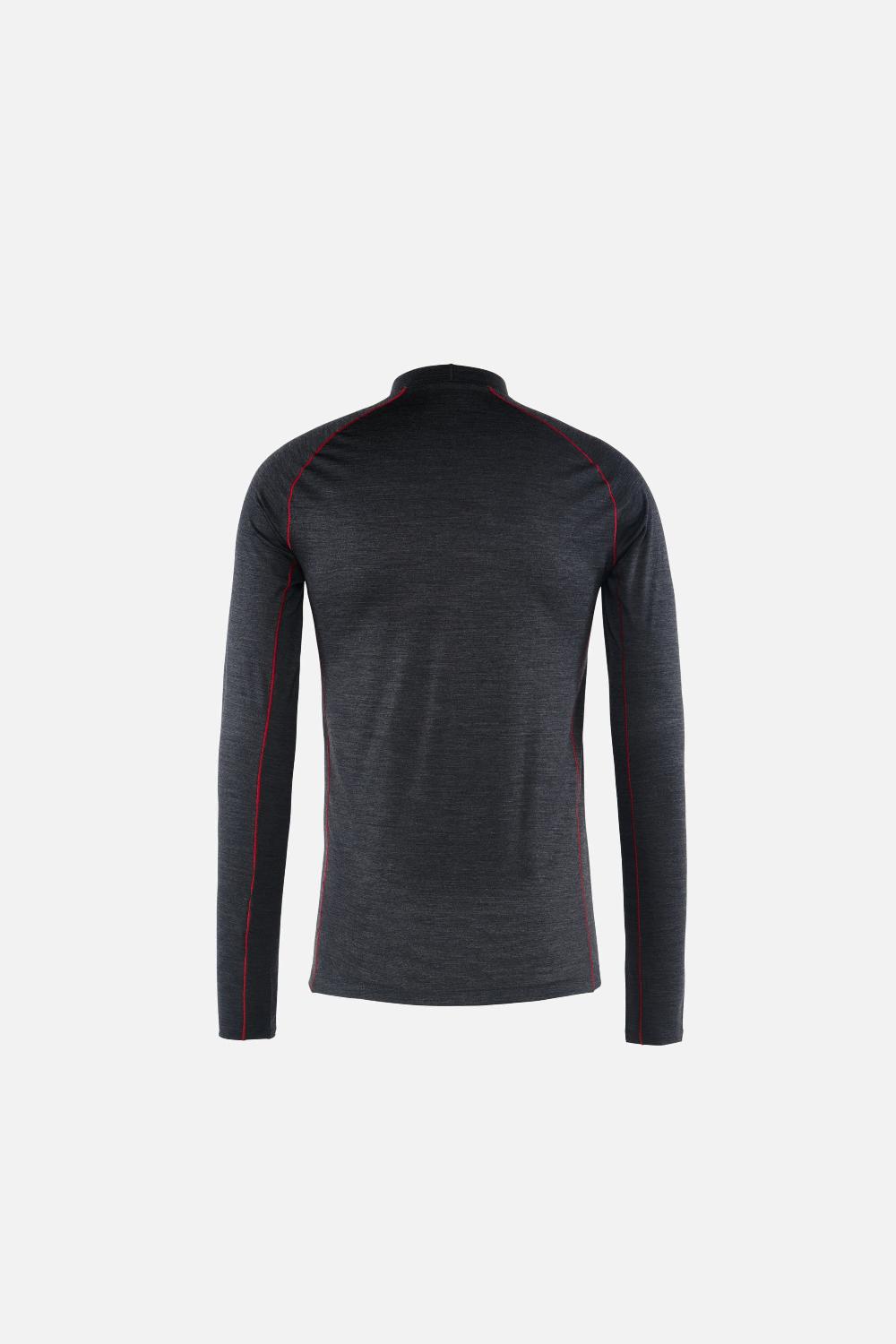 District Vision Merino Long Sleeve Mock Tee Dark Melange