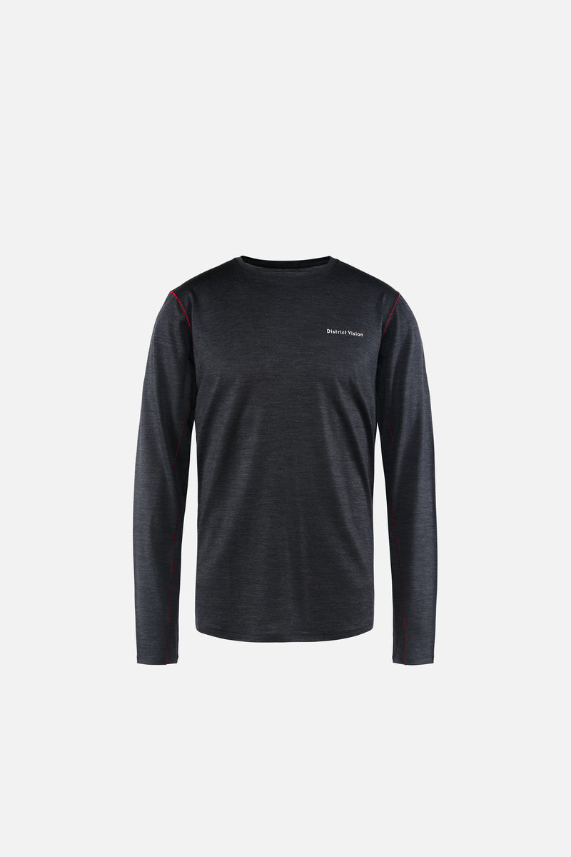 district vision Merino Long Sleeve Tee Dark Melange