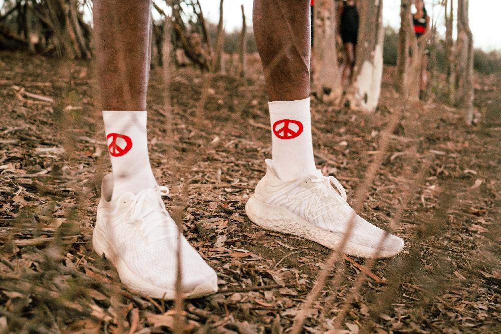 District Vision Performance Cordura Crew Socks White-Red