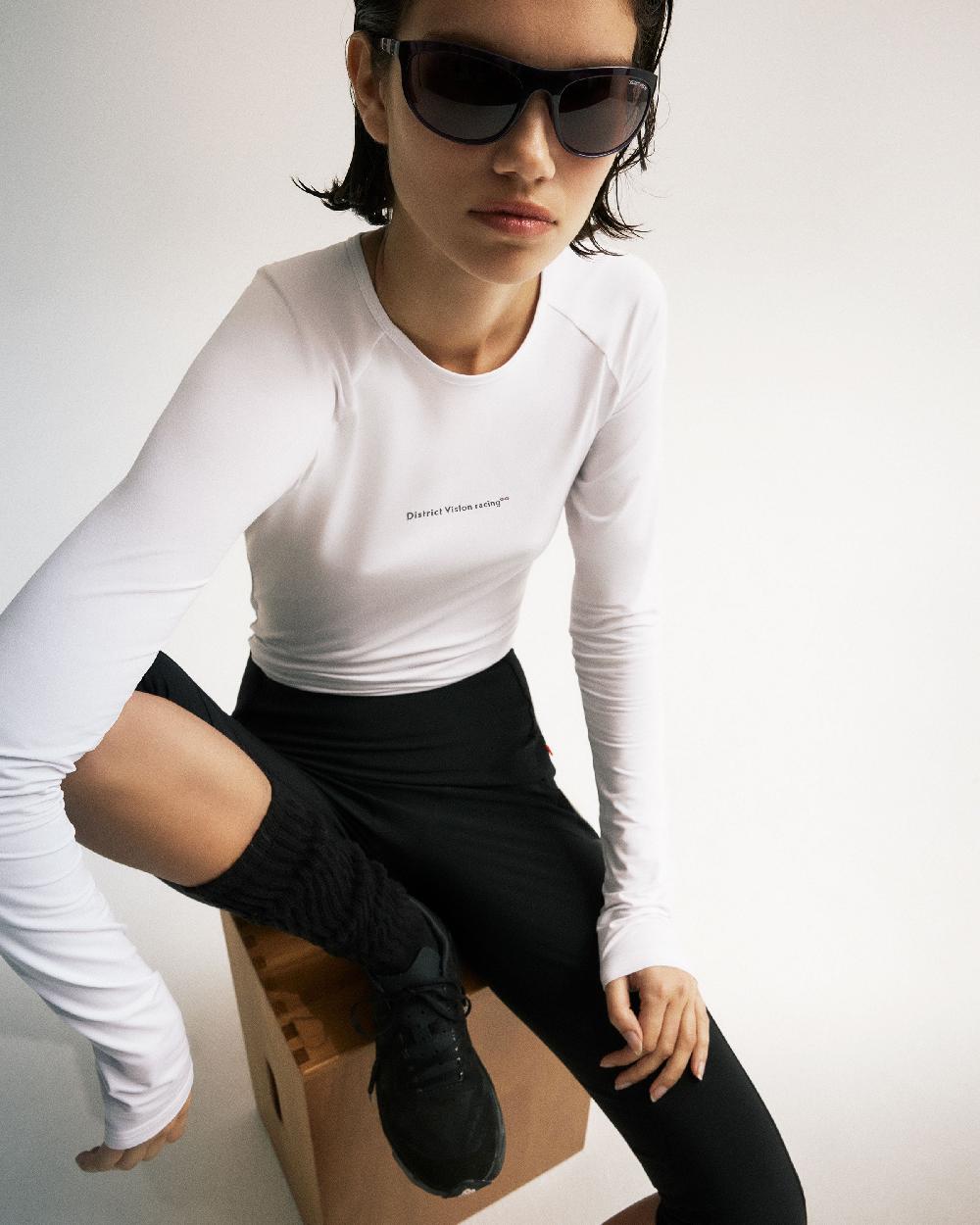 District Vision Ultralight Aloe Long Sleeve Fitted Tee Lunar White