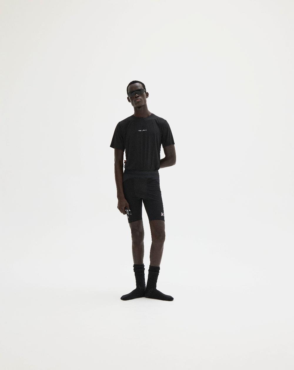 District Vision Ultralight Aloe Short Sleeve Tee Black Wordmark