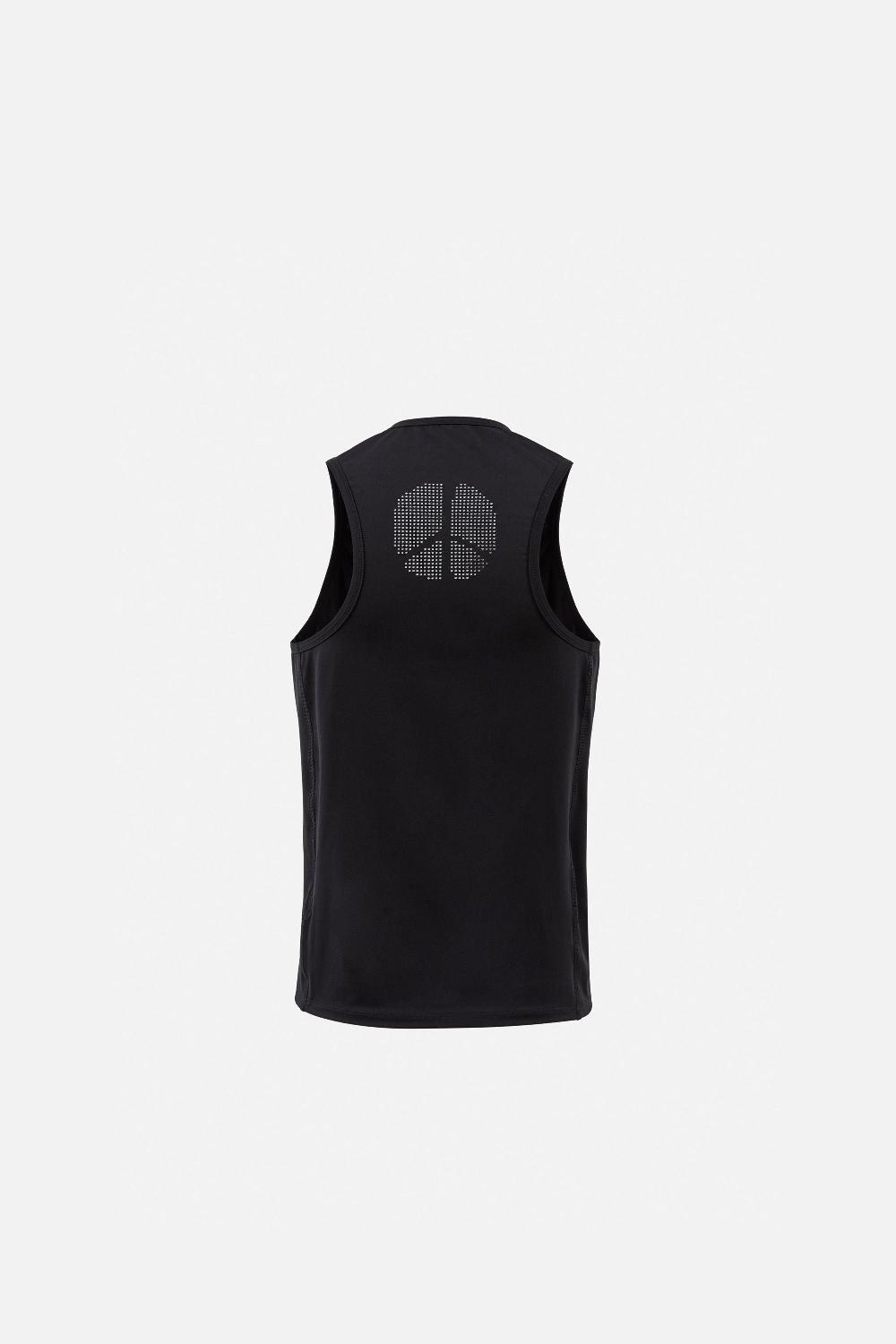 District Vision Ultralight Aloe Singlet Black Wordmark