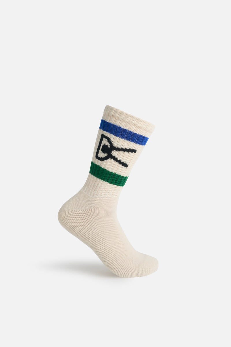 district vision USA Cotton Socks Cream & Navy/Green Stripe