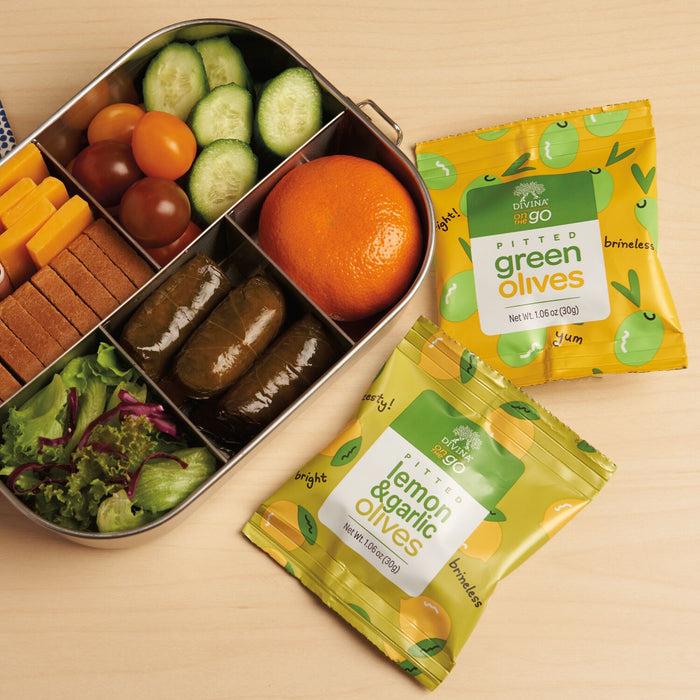 Divina On The Go Pitted Green Olives (6 Pack)