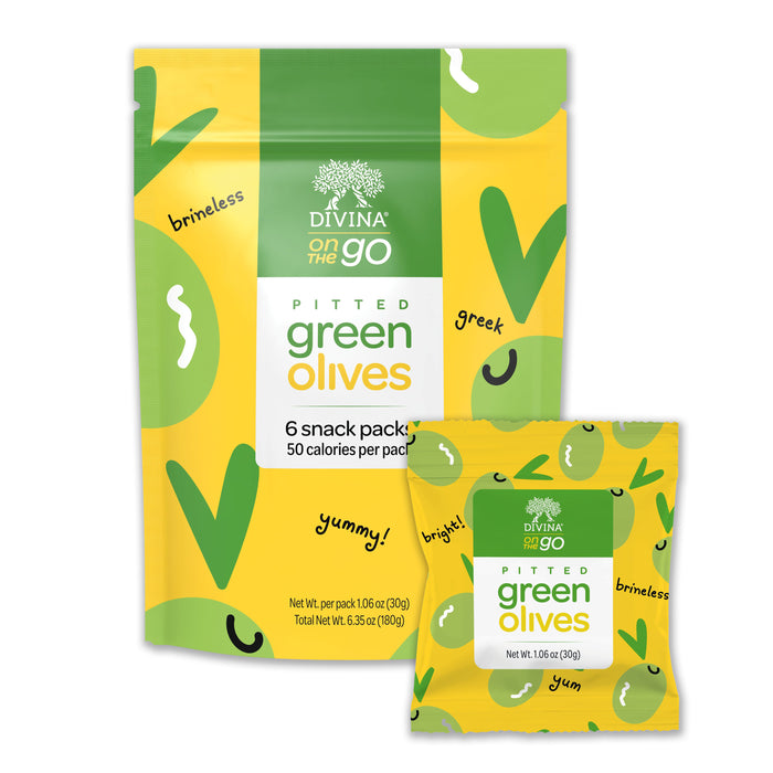 divina On The Go Pitted Green Olives (6 Pack)