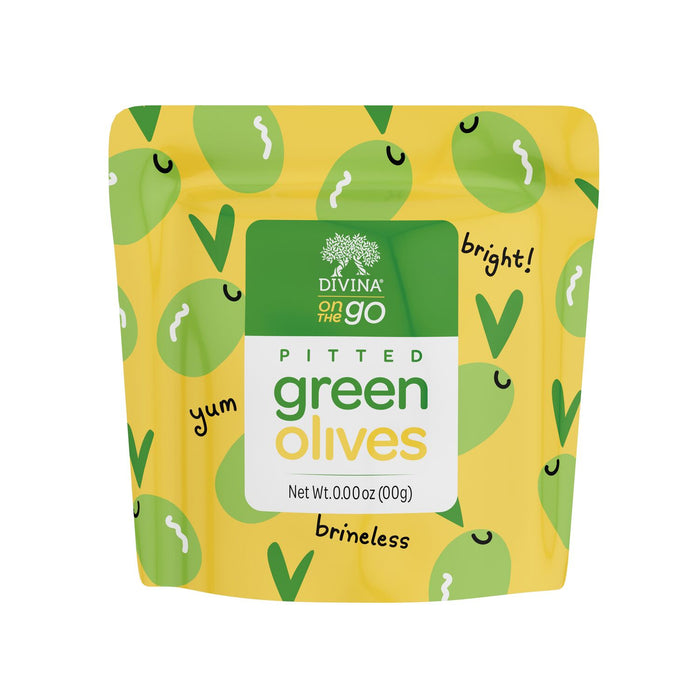 Divina On The Go Pitted Green Olives (10 Snack Packs)