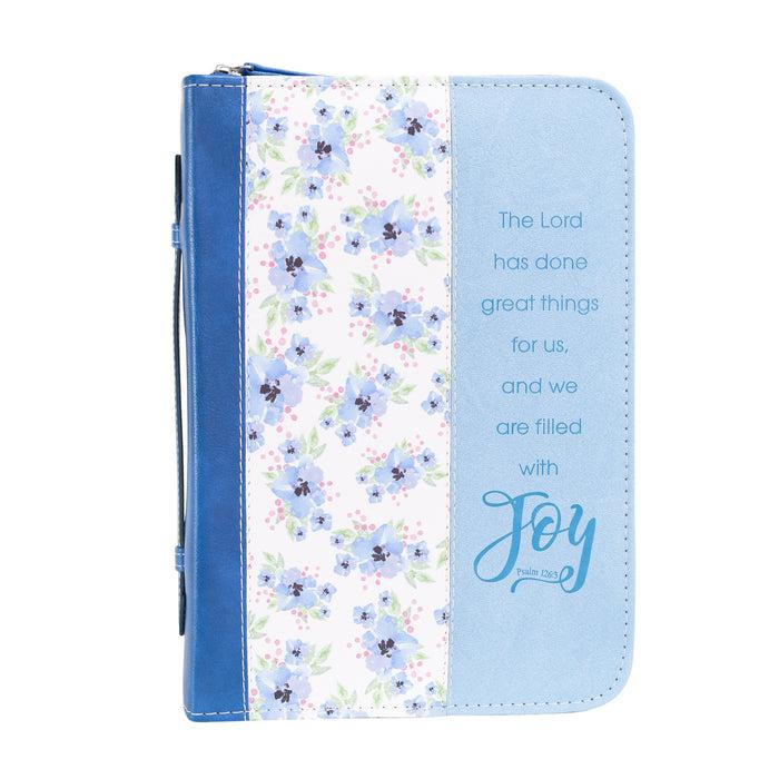 Divinity Boutique Bible Cover - Blue Flower Filled With Joy Psalm 126:3