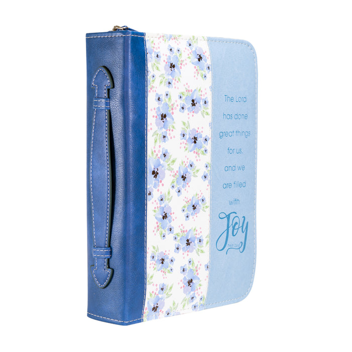 divinity boutique Bible Cover - Blue Flower Filled with Joy Psalm 126:3