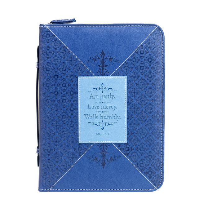 Divinity Boutique Bible Cover - Blue On Blue Wrap Patch Micah 6:8
