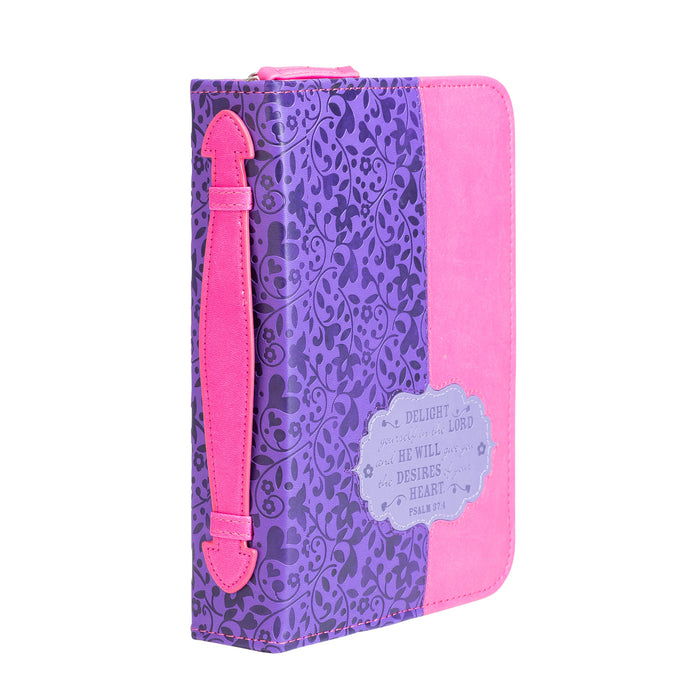 divinity boutique Bible Cover - Pink And Purple Floral Psalm 37:4