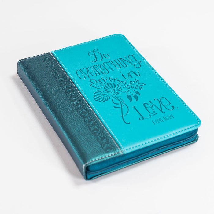 Divinity Boutique Bible Journal - Teal Floral 1 Cor. 16:14
