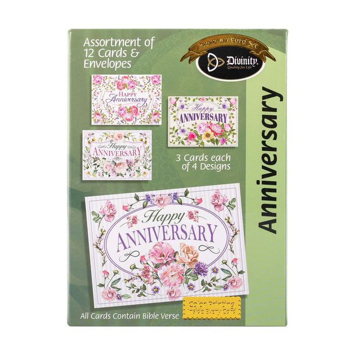 divinity boutique Boxed Anniversary Cards - Floral Designs - Set of 12