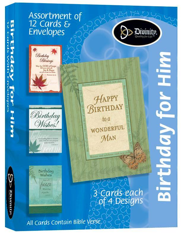 divinity boutique Boxed Birthday Cards for Him - Set of 12