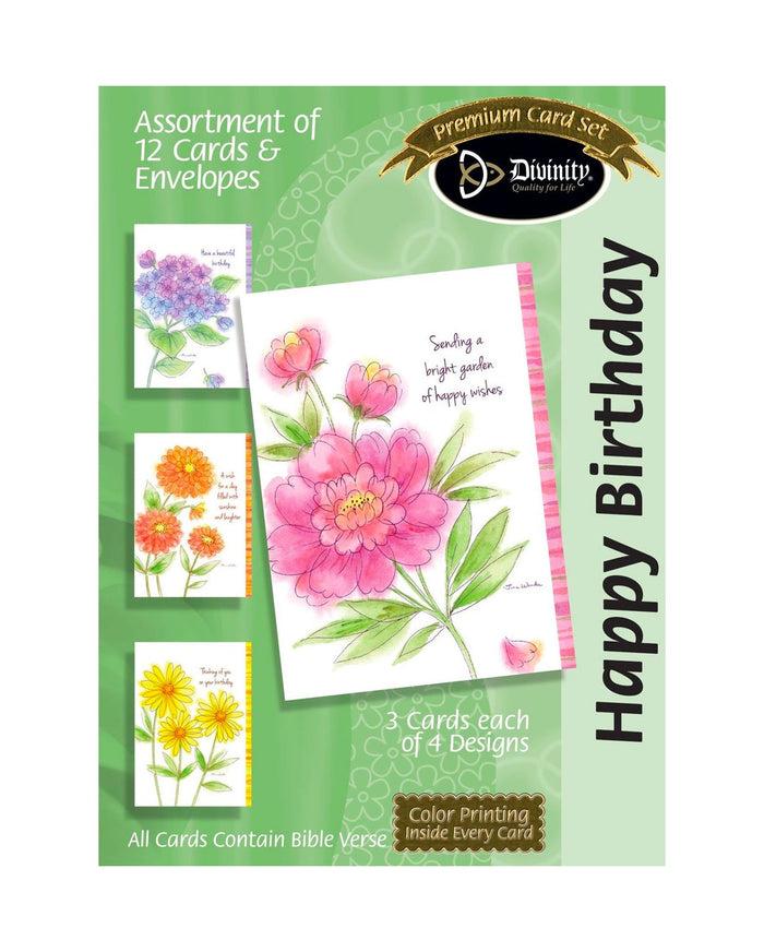 divinity boutique Boxed Birthday Cards - Happy Wishes - Set of 12