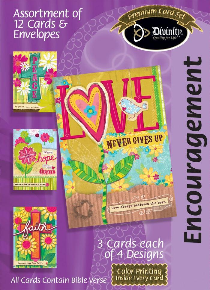divinity boutique Boxed Cards: Encouragement Love Crosses And Flowers