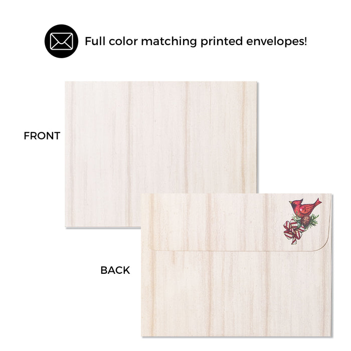 Divinity Boutique Boxed Christmas Cards: Happy Holidays Cardinals Birdhouse - Set Of 18