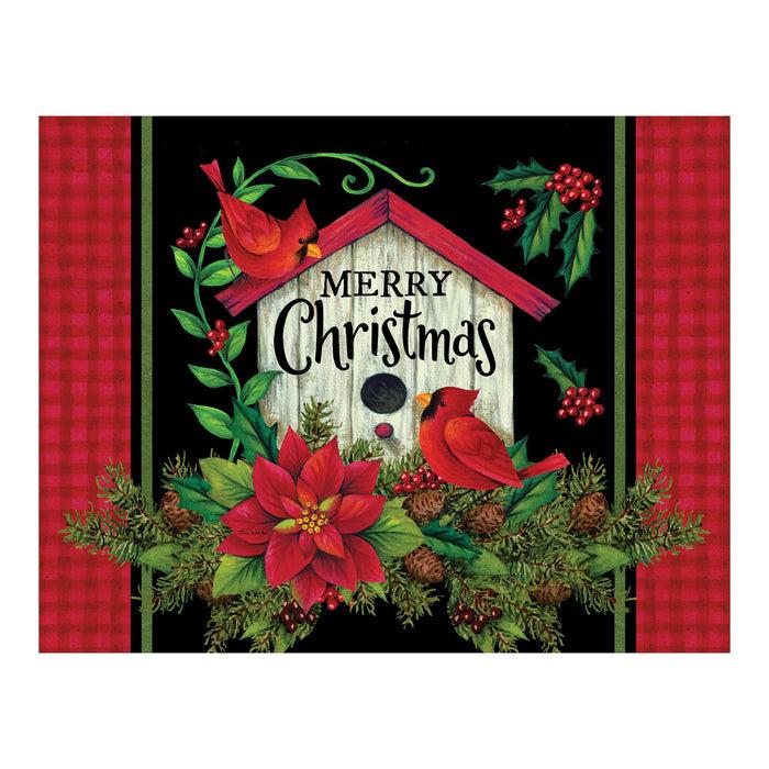 divinity boutique Boxed Christmas Cards: Merry Christmas Cardinals And Birdhouse