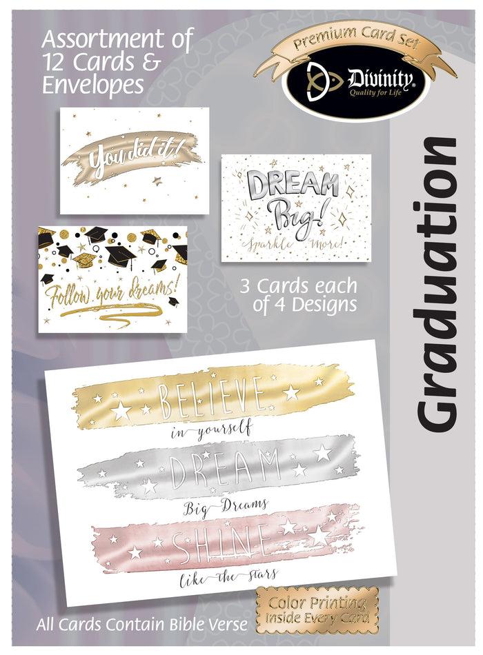 divinity boutique Boxed Graduation Cards - Metallic Accents - Set of 12