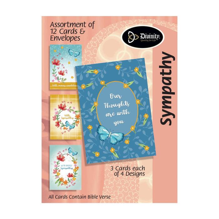 divinity boutique Boxed Greeting Cards: 12CT Sympathy Blue Butterfly