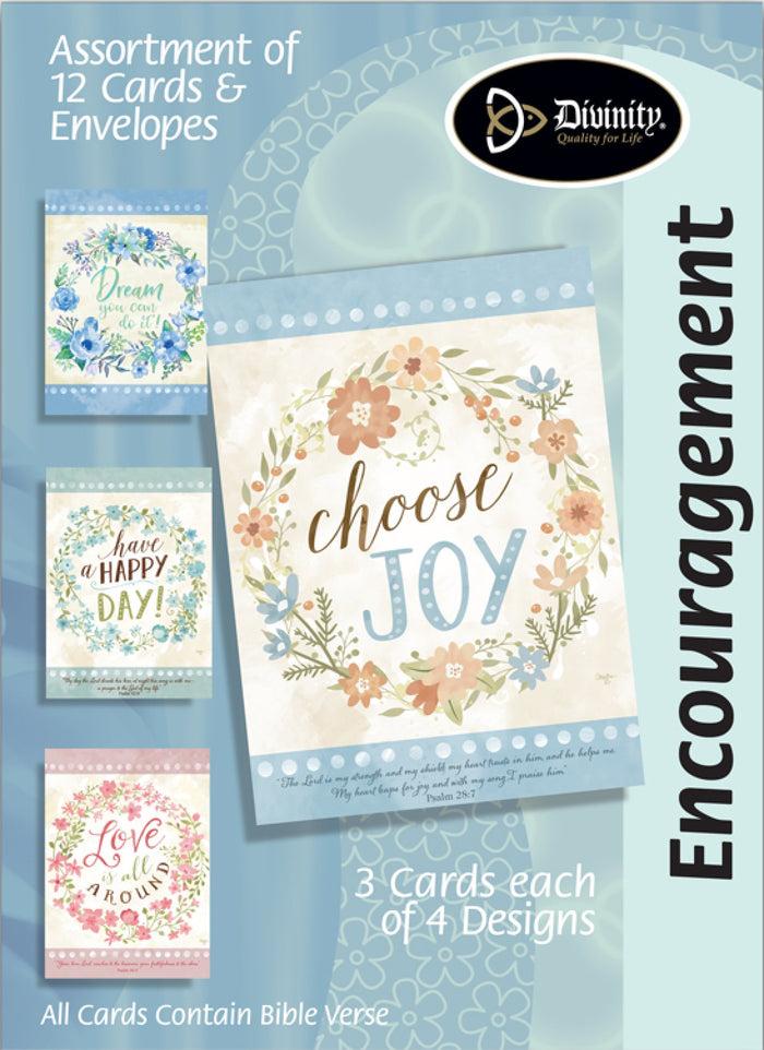 divinity boutique Boxed Greeting Cards - Encouragement Flower Wreaths - Set of 12
