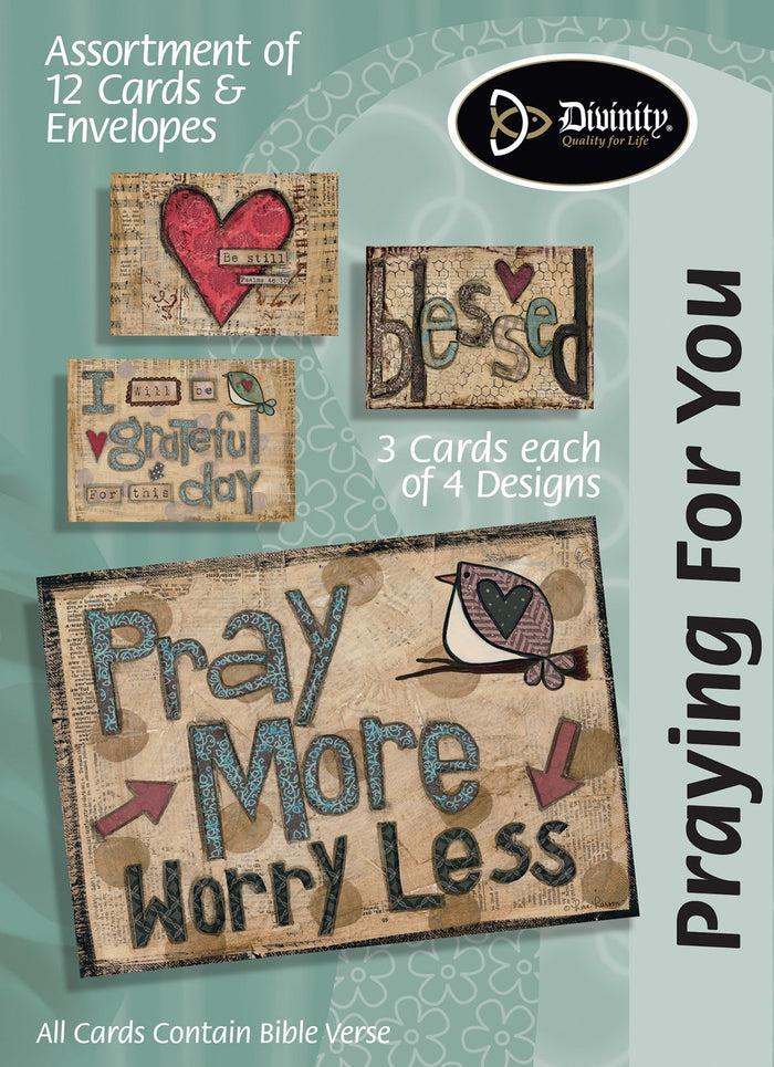 divinity boutique Boxed Greeting Cards - Praying For You Cards - Set of 12 - KJV