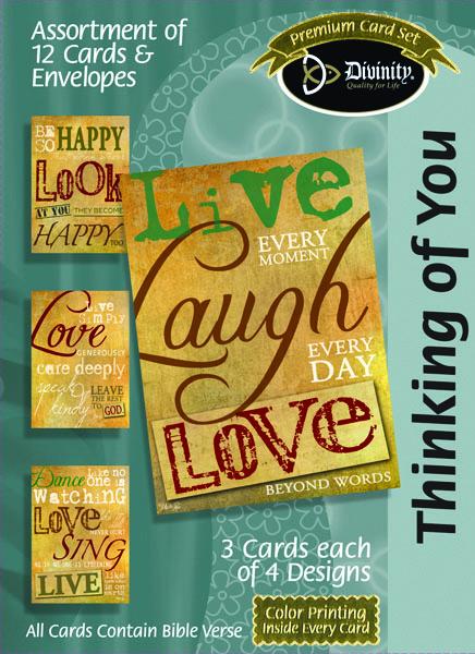 divinity boutique Boxed Greeting Cards - Thinking Of You Cards - Words On Parchment - Set of 12