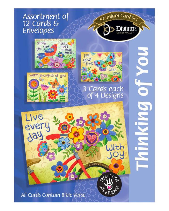 divinity boutique Boxed Greeting Cards - Thinking Of You Happy Quotes - Set of 12