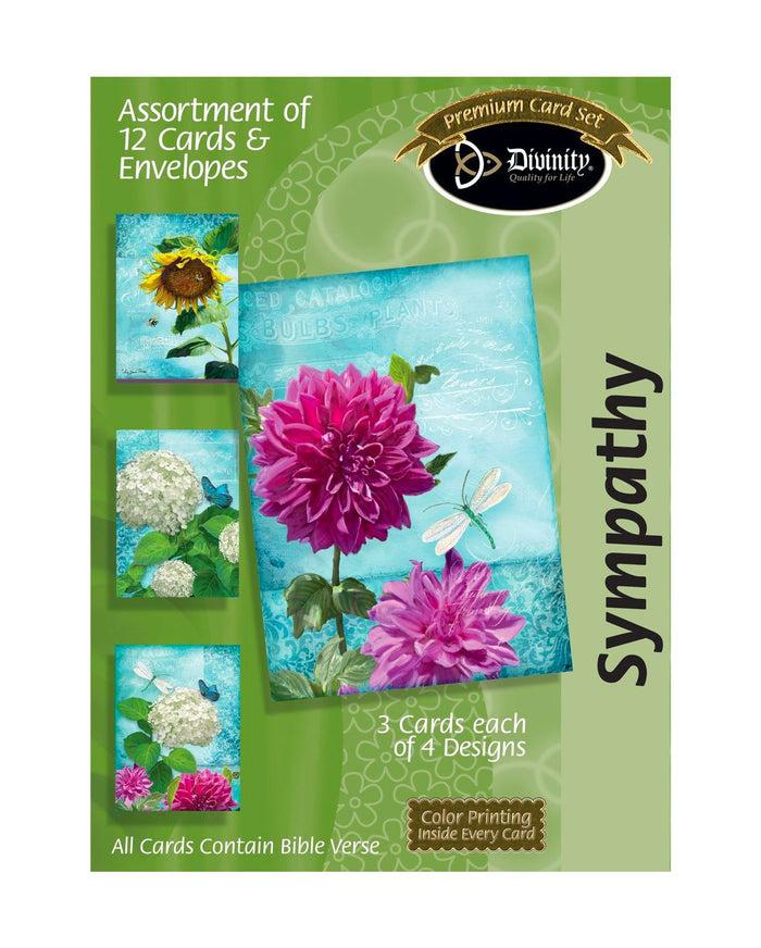 divinity boutique Boxed Sympathy Cards - Garden Flowers - Set of 12 - KJV