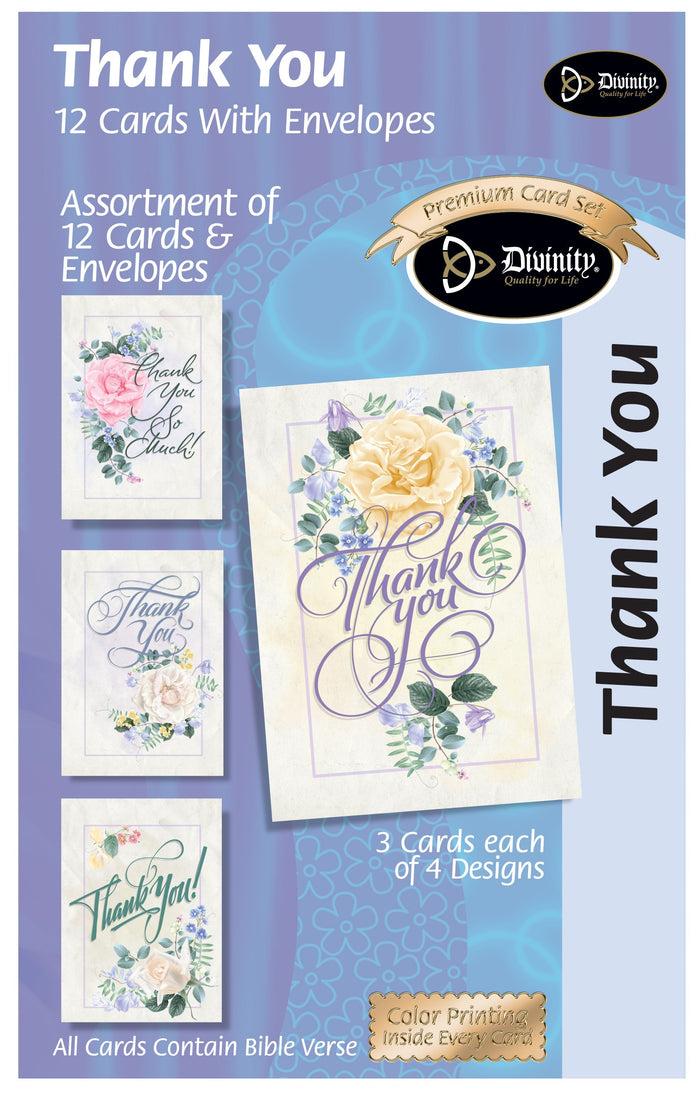 divinity boutique Boxed Thank You Cards - Roses - Set of 12