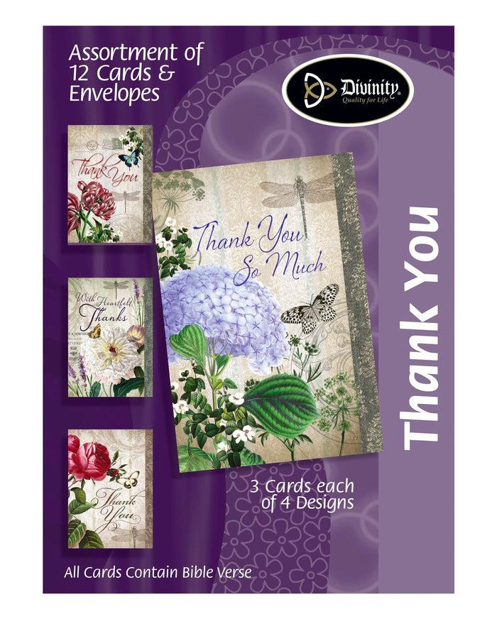 divinity boutique Boxed Thank You - Vintage Florals - Set of 12 - KJV
