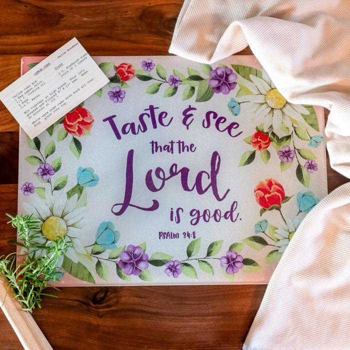 Divinity Boutique Cutting Board: Taste & See Psalm 34:8