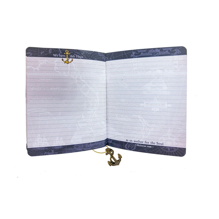Divinity Boutique Dangle Journal : Leather Wrapped Blue Hope Anchor Anchor Charm
