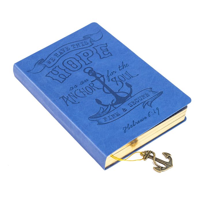 divinity boutique Dangle Journal : Leather Wrapped Blue Hope Anchor Anchor Charm