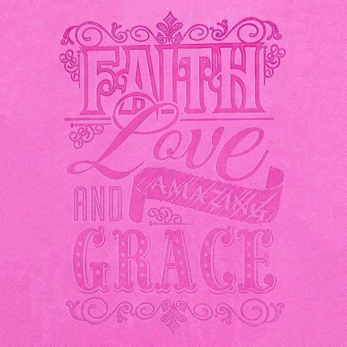 Divinity Boutique Dangle Journal : Leather Wrapped Pink Amazing Grace Cross Charm