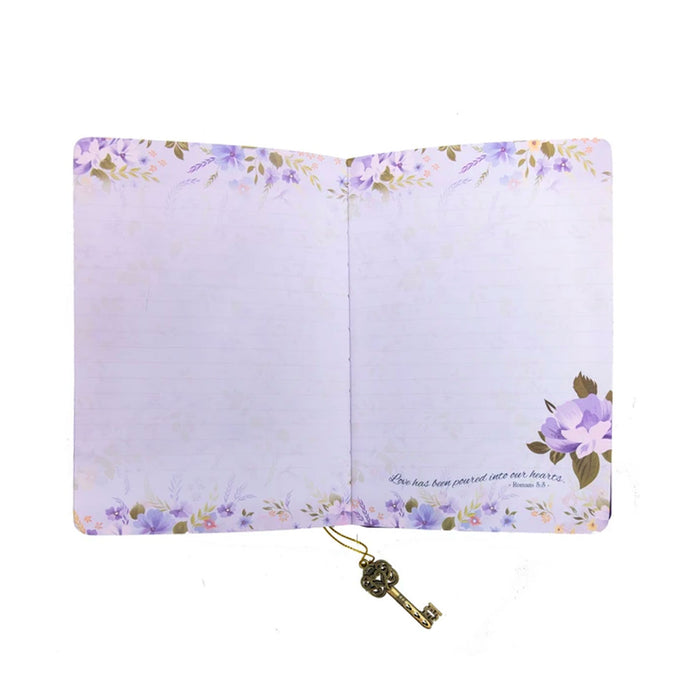 Divinity Boutique Dangle Journal : Leather Wrapped Purple Faith Love & Amazing Grace Key Charm