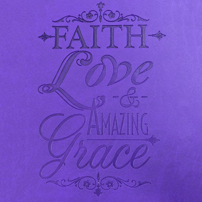 Divinity Boutique Dangle Journal : Leather Wrapped Purple Faith Love & Amazing Grace Key Charm
