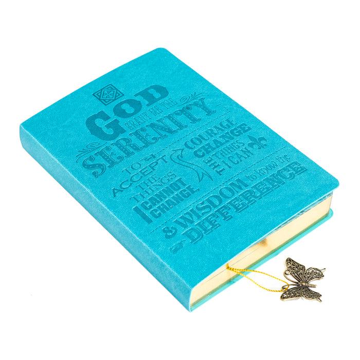 divinity boutique Dangle Journal : Leather Wrapped Teal Serenity Prayer Butterfly Charm