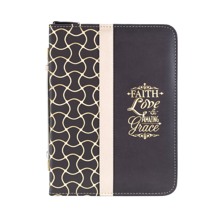 Divinity Boutique Divine Details: Bible Cover - Black And Gold Faith Love Amazing Grace