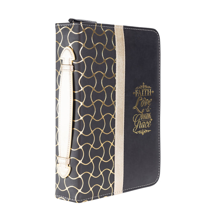 divinity boutique Divine Details: Bible Cover - Black And Gold Faith Love Amazing Grace
