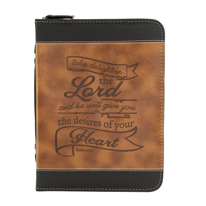 Divinity Boutique Divine Details: Bible Cover: Brown & Black Take Delight In The Lord - Psalm 37:4