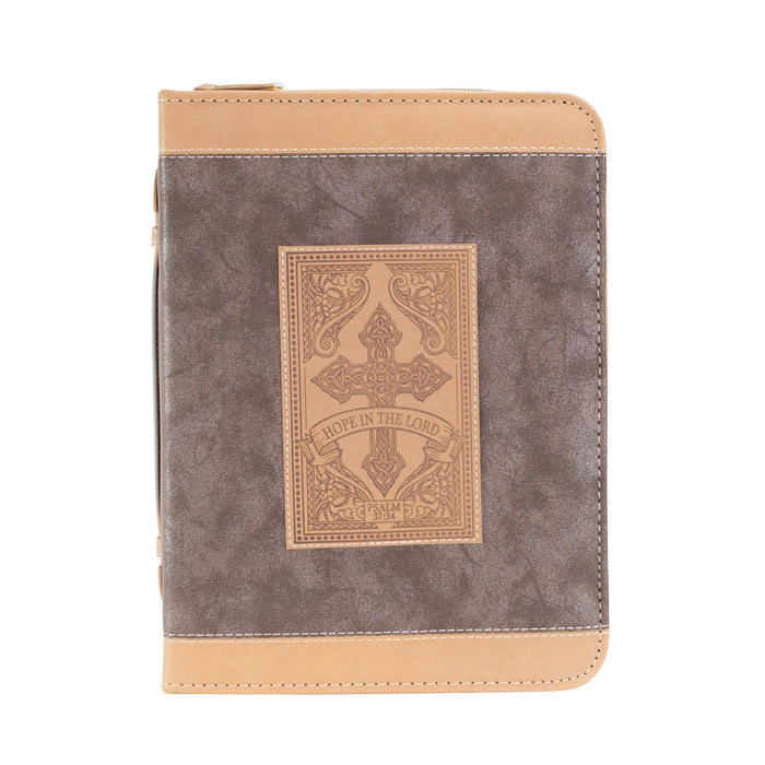 Divinity Boutique Divine Details: Bible Cover - Brown Cross Hope In The Lord - Psalm 37:34