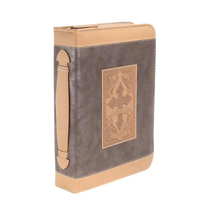 divinity boutique Divine Details: Bible Cover - Brown Cross Hope in the Lord - Psalm 37:34