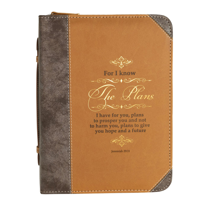 Divinity Boutique Divine Details: Bible Cover - Brown & Gold For I Know The Plans - Jeremiah 29:11
