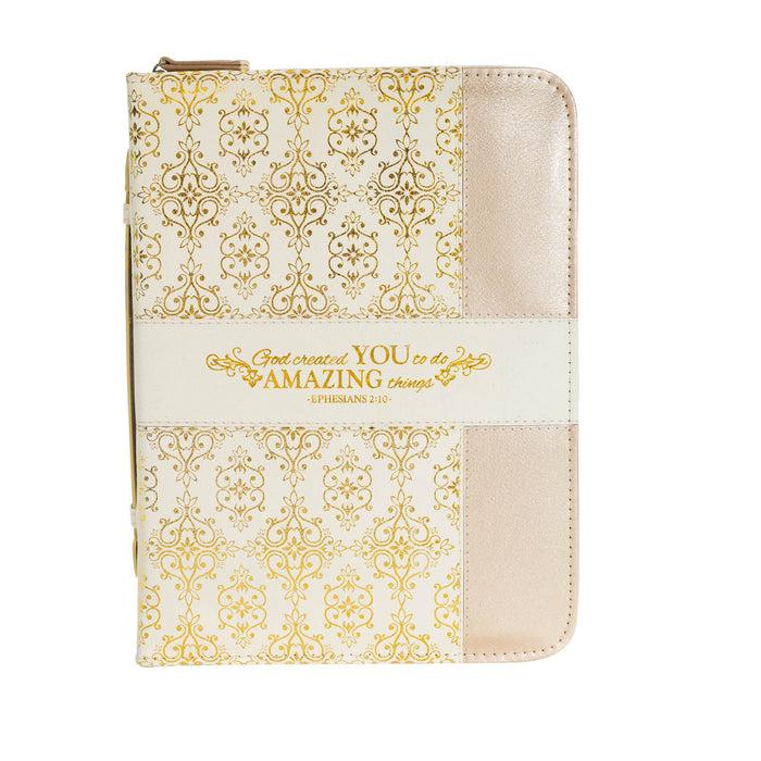 Divinity Boutique Divine Details: Bible Cover - Cream & Gold Amazing You - Ephesians 2:10