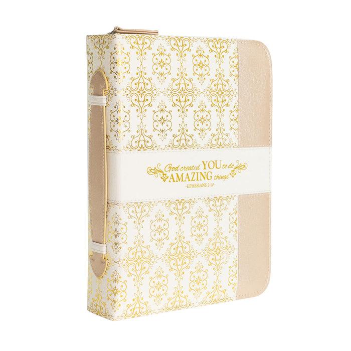divinity boutique Divine Details: Bible Cover - Cream & Gold Amazing You - Ephesians 2:10