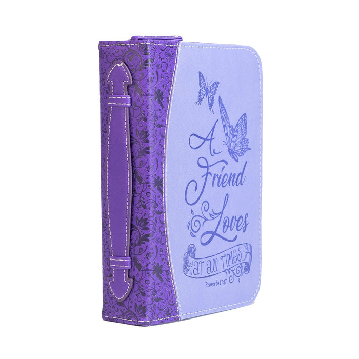 divinity boutique Divine Details: Bible Cover - Lavender A Friend Loves at all times - Proverbs 17:17