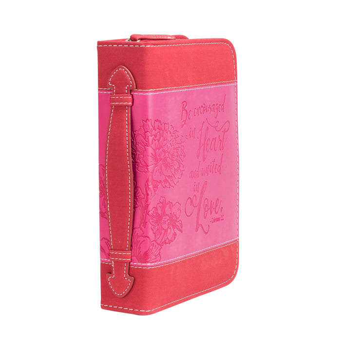divinity boutique Divine Details: Bible Cover -Pink & Red Be encouraged in Heart - Colossians 2:2